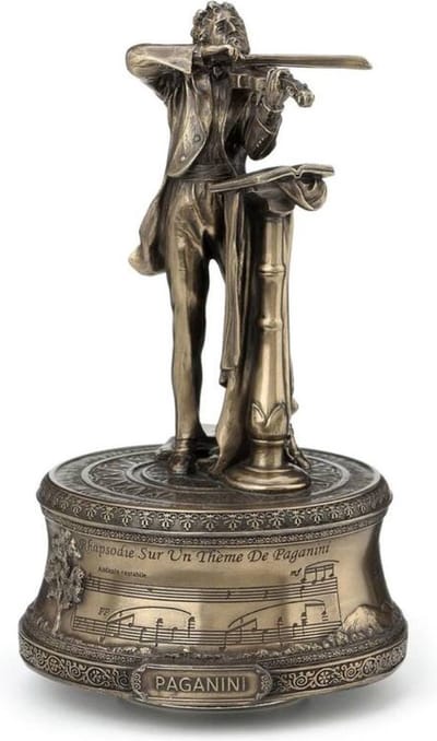 Veronese Design Muziekdoosje Niccolo Paganini - Rapsodie op het Thema van Paganini - (hxbxd) ca. 19,05cm x 11,1cm x11,1cm