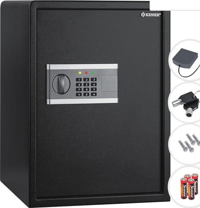 Elektronische Kluis 40 x 50 x 40 cm | Met Alarmfunctie en Externe Batterijbox | Dubbele Boutvergrendeling | Documentenkluis voor Thuis en Kantoor