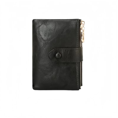 Drievoudige portemonnee - Minimalistische stijl - Dubbele ritssluiting - Multifunctionele portemonnee - 13*3*9 cm - Zwart - 1 stuk