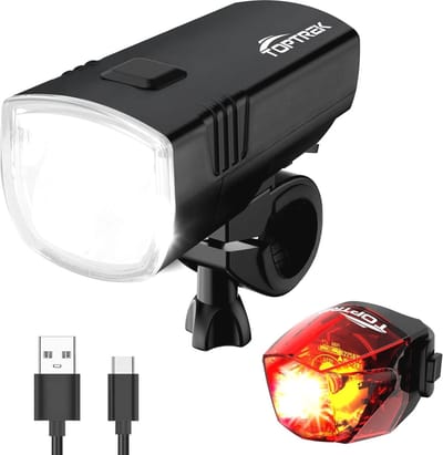 USB-oplaadbare Fietslamp met StVZO-keuring - 70 Lux, Regenbestendig met Achterlicht
