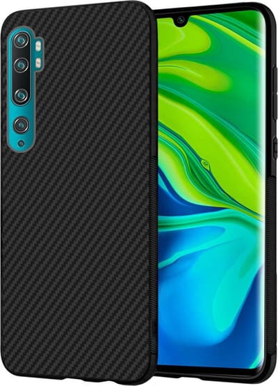 ebestStar - Hoes geschikt voor Xiaomi Mi Note 10, Mi Note 10 Pro, Hoogwaardig Zacht TPU Bescherming, Koolstof Design Hoesje, Zwart