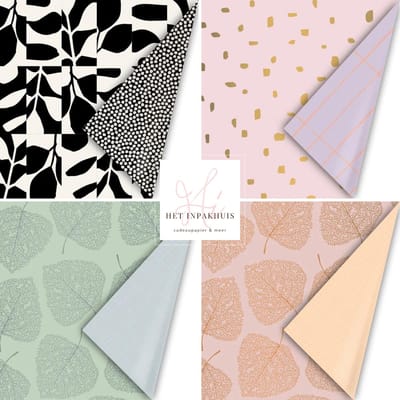 Het Inpakhuis - Inpakpapier - Cadeaupapier - Kadopapier - Set van 4 rollen - 30cm x 1m - Rol inpakpapier