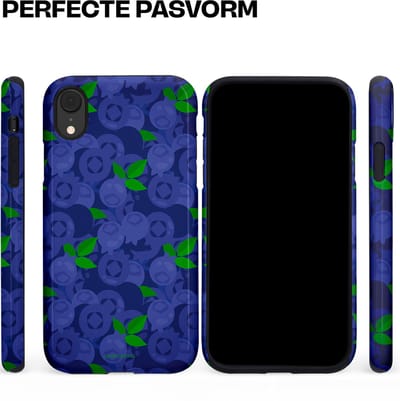 Casetastic hoesje geschikt voor Apple iPhone XR - Dubbellaagse bescherming - Berrytastic Blauwe Blueberry Bessen - Fashion Case - Donkerblauw Groen