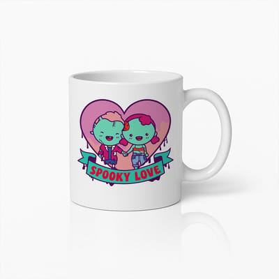 Spooky Love Mok – 330ml Schattige Zombie Koppel Koffiemok – Grappig Halloween Cadeau voor Stelletjes & Horrorliefhebbers