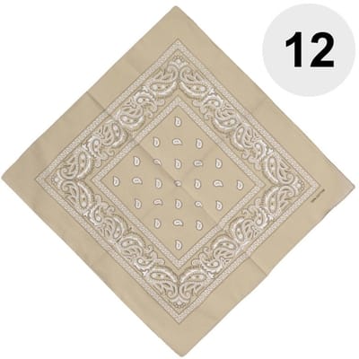 Fako Fashion - Bandana - Hoofddoek - Mondbescherming - Zakdoek - Paisley - Beige - 12 Stuks