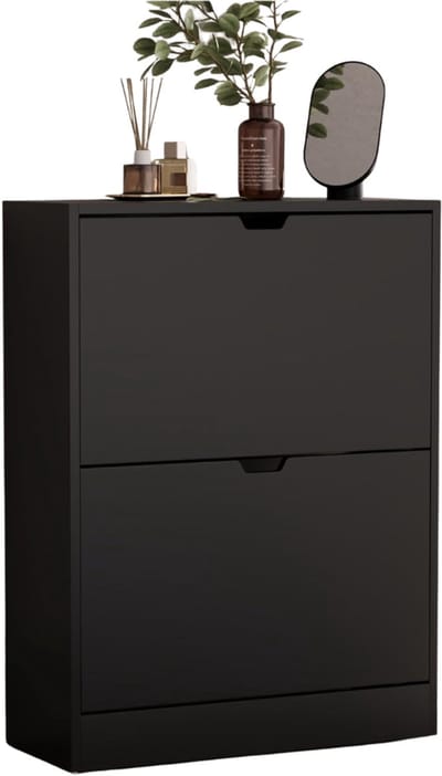 mavoa® Schoenenkast met spiegel - Halmeubel - Schoenrek - Zwart