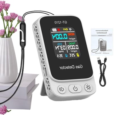 Luchtkwaliteitsmeter - CO2 Detector - Binnenklimaat Monitoren - Temperatuur Luchtvochtigheid - 8.5x5x2 cm - Wit