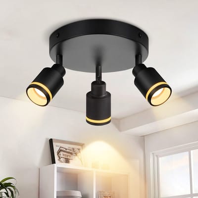 NETTLIFE Opbouwspot - GU10 Fitting - 3-Lichts - rond - Zwart - Moderne Plafondlamp - L 20cm - Metaal - 355° kantelbaar - Plafondspot - voor Woonkamer | Slaafkamer | Gang - Zonder Lichtborn