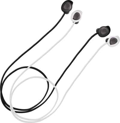 kwmobile 2x oordopjes koord - geschikt voor Samsung Galaxy Buds FE - Voor draadloze oordoppen tegen verlies - In zwart / wit