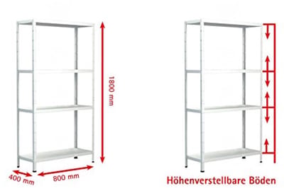 Metalen Steekplank 180x80x40 cm - 4 Planken met Hoge Draagkracht en Eenvoudige Montagesysteem