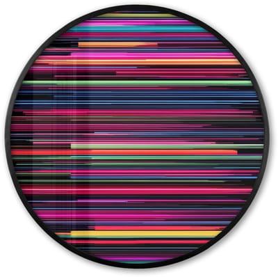 Poster in lijst Rond - Fotolijst 60x60 cm - Posters - Gaming - Abstract - Lijnen - Horizontaal - Kleurrijk - Ronde posterlijst zwart - Decoratie - Wanddecoratie woonkamer - Muurdecoratie slaapkamer