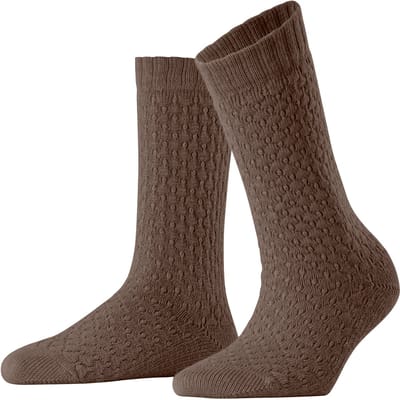 Burlington Orkney eenkleurig katoen wol sokken dames bruin - maat 36-41
