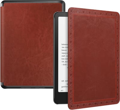 Lichte PU Beschermhoes voor 7" Kindle Paperwhite 12e Generatie en Colorsoft Signature Edition 2024, met Auto Wake/Sleep en Vintage Twill Design, Ideaal voor E-boek Lezers