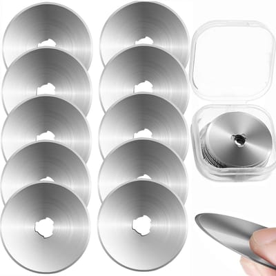 Set van 10 Ronde Snijbladen van 45 mm van Roestvrij Staal voor Stoffen, Leer en Papier - Professionele Rotary Mesjes voor Quilten en Knutselen