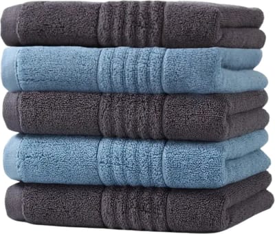 Livano Handdoeken Set - Hotelkwaliteit - Handdoek - Towel - Donker + Blauw - 5 Stuks