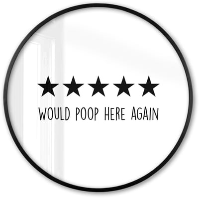 Poster in lijst Rond - Fotolijst 60x60 cm - Posters - Spreuken - Would poop here again - Zwart - Quote - Ronde posterlijst zwart - Decoratie - Wanddecoratie woonkamer - Muurdecoratie slaapkamer