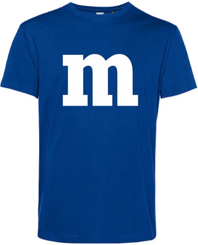 T-shirt Letter M | Carnavalskleding | Foute Party | Blauw | maat XS