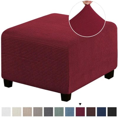 3 Maten Vierkant Jacquard Duurzaam Stretch Voetenbank Ottoman Hoes Opvouwbare Opbergkruk Meubelbeschermer Slipcover S