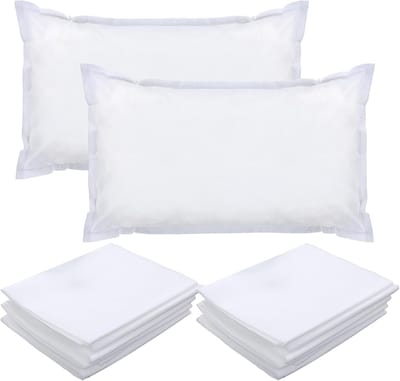 Famanu - 20 Stuks Kussenslopen, 80 x 50 cm, kussensloop, witte kussensloop van vliesstof, draagbare reiskussenhoes, ademende kussenslopen voor schoonheidssalons, hotels, pensions, reizen