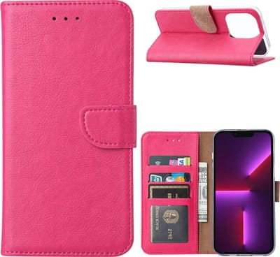 Phreeze Back Cover - Geschikt voor iPhone 15 Pro Max Hoesje - Book Case - Roze - Met Pasjes Houder - Vegan Leder - Magnetische Sluiting