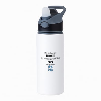 Hacebo® - Dit is hoe de leukste en meest geweldige papa eruit ziet waterfles met rietje zwart - Vader - papa - Vaderdag - cadeau - verjaardag - Opa - water fles - 650ML