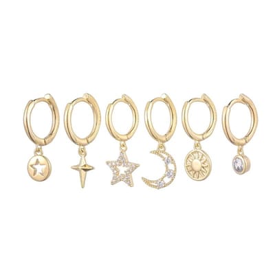 Aramat Jewels | Oorringen | Zilveren Oorringetjes met Gouden Plating - Set van 6 | | | |12mm | | | Verkleurd niet