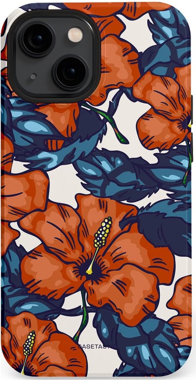Casetastic hoesje geschikt voor Apple iPhone 13 mini - MagSafe - Dubbellaagse bescherming - Exotische paradijs - Fashion Case - Terracotta Donkerblauw Bruin Donkergrijs