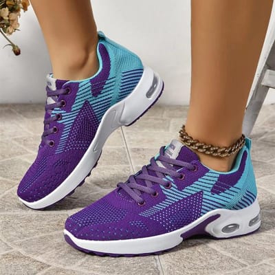 Verkoper Meerkleurige Ademende Mesh Sneakers Dames Veters Sleehakken Hardloopschoenen Herfst Casual Dikke Zool Damesschoenen 36 blue