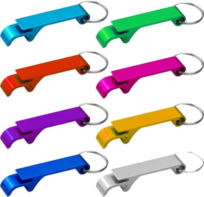 SnelShoppen - 8pcs Mini Flesopener Sleutelhangers - Aluminium Multi-Function Opener - Kleurrijke Flesopeners voor Feest, Camping, Tuin, Bar en Thuisge
