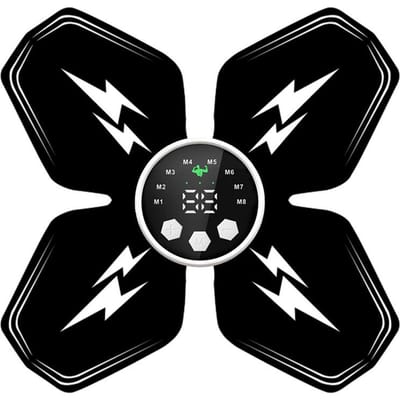 Slimme EMS Spierstimulator Elektrische Fitness Buiktraining ABS Arm Nek Stickers Lichaamsmassager Fitness Afslanken Vormgeven black