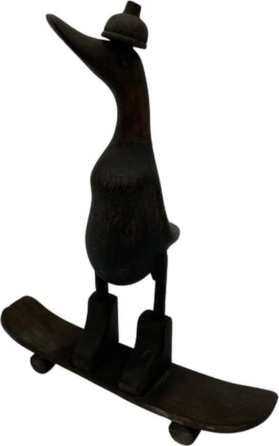 Decoratiebeeld Vogel op skateboard vintage bruin zwart 30 x 24 cm | 988944 | Home Sweet Home | Stoer & Sober Woonstijl