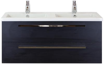 Seville Badmeubelset 120 cm - 2 Laden Black Oak - Wastafel Djazz Dubbel