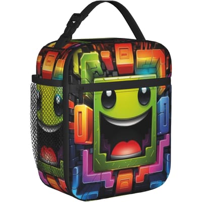 Geïsoleerde Lunchtas Geometrie Kubus spel Merchandise Lunch Voedseldoos Harajuku Thermische Koeler Bento Box Voor School Option 1