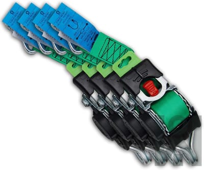 Automatische Spanbanden - Sjorbanden Set - Lading Zekeren - Oprolfunctie Met Knop - 3 Meter Lengte - Groen