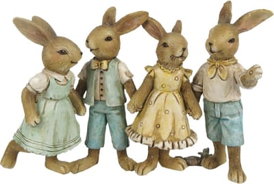 Clayre & Eef Beeld Konijn 11 cm Groen Bruin Polyresin Woonaccessoires