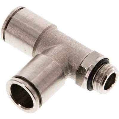 12mm x G1/4'' rechte hoek T-stuk Messing Insteekfitting Buitendraad Draaibaar NBR