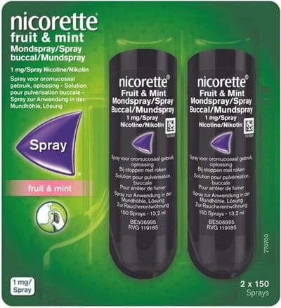 Nicorette Fruit & Mint Mondspray 4 x 1mg - 4 x 150 sprays