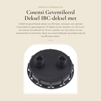 Dailygoods- Geventileerd Deksel 165mm Dia - 32mm Grof Mannelijke Draad - Dubbele Ventilatie Gaten - Hoogwaardig Kunststof - Duurzaam en Praktisch - IBC Deksel