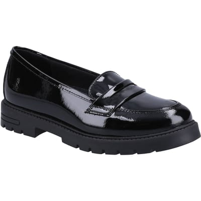 Hush Puppies Hazel Patent SNR Meisjes Zwarte Leren Mocassins