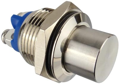 Metalen Drukknop - Schakelaar Knop - Schakelen Apparaten - Volledig Metalen Behuizing - 16 mm - Zilver