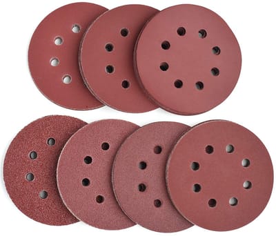 carmdering - Schuurschijven -100-delige Schuurpad Set - 8 Gaten - Multi-Grit (P60,P80, P100,P120,P240) - Schuurschijven voor hout, metaal en meer
