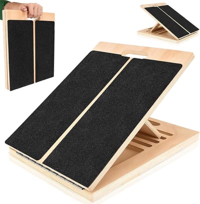 Verstelbaar Houten Balansbord voor Squats, Knie- en Enkelstrekking - Professionele Antislip Leg Stretcher voor Thuis, Gym en Buitenactiviteiten