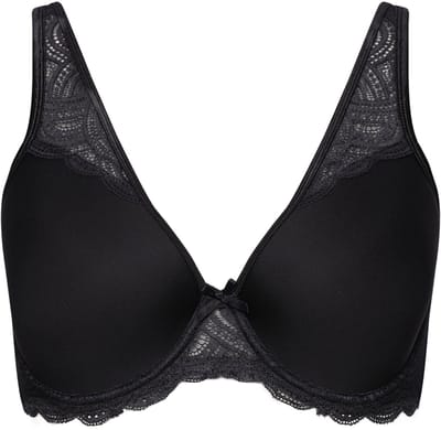 Ulla Popken - Dames - spacerbeha Zoe beugelbeha met cups kant - Zwart - Maat 95C