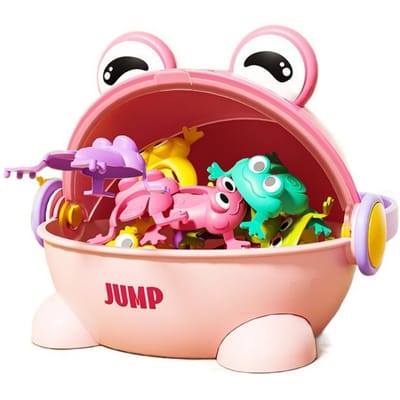 Verschillende Kleuren Leuke Springende Kikker Speelgoed met Opbergemmer Schattige Dieren Stuiterende Pad Spel Ouder-kind Stuiteren OneSize pink