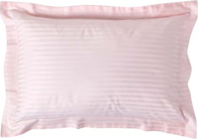 Homescapes Satijn Streep Katoen Kussensloop 50x75 cm met Sierrand – Roze – 100% Egyptisch Katoen Satijn – Draaddichtheid 330