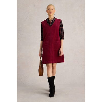 White Stuff Maple Cord Pinny Dark Red Size: 20 | Mini Dresses Outlet | Dames | Rood
