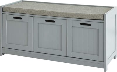 Simple Trade - Schoenenkast - Schoenenbank met zitkussen - MDF - Grijs - 90x45x35 cm