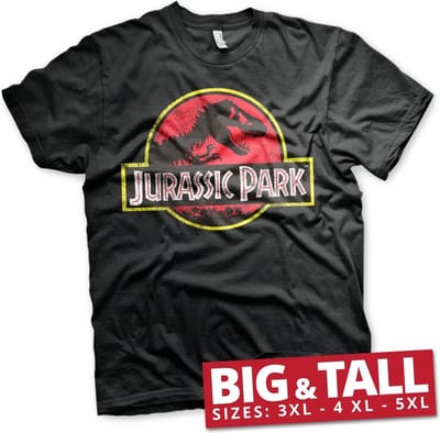 Jurassic Park T-shirt met verweerd logo, Big & Tall, zwart