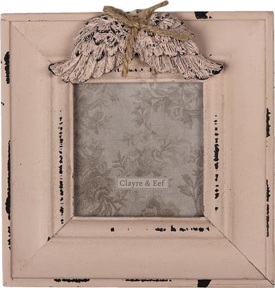 Clayre & Eef Fotolijst 7x7 cm Roze MDF Vleugels