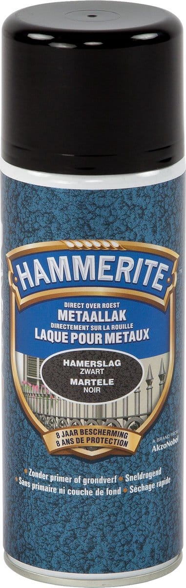 Hammerite Metaallak - Spray - Hamerslag - Zwart - 0.4L